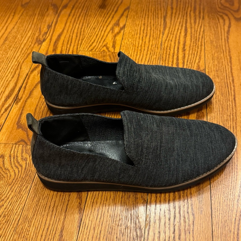 Eileen Fisher Shoes Nova Knit Stretch Loafers Woven Black Chunky Basic Size 10 - Picture 2 of 11